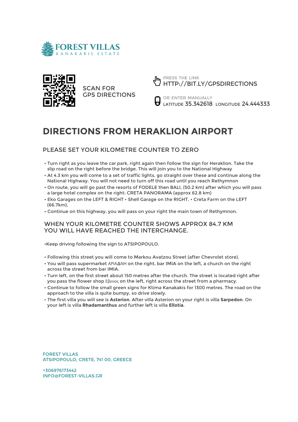 Directions from Heraklion Airport