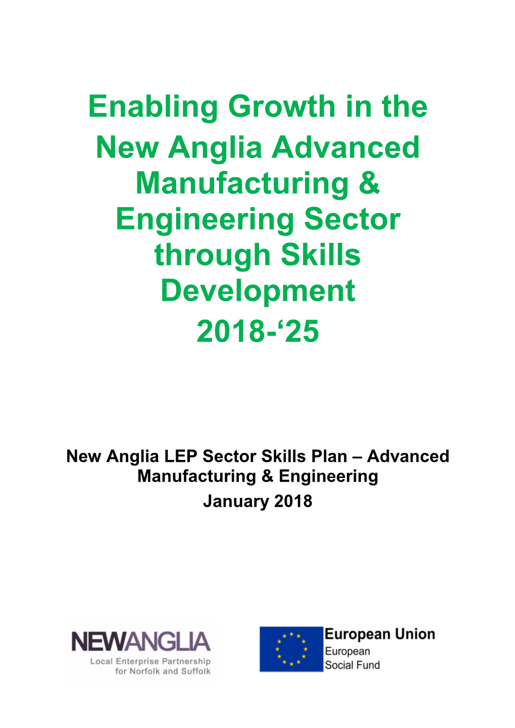 Enabling Growth in the New Anglia Advanced Manufacturing & Engineering Sector Through Skills Development 2018-'25