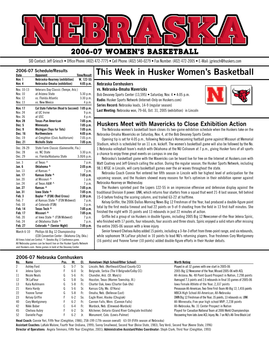 This Week in Husker Women's Basketball