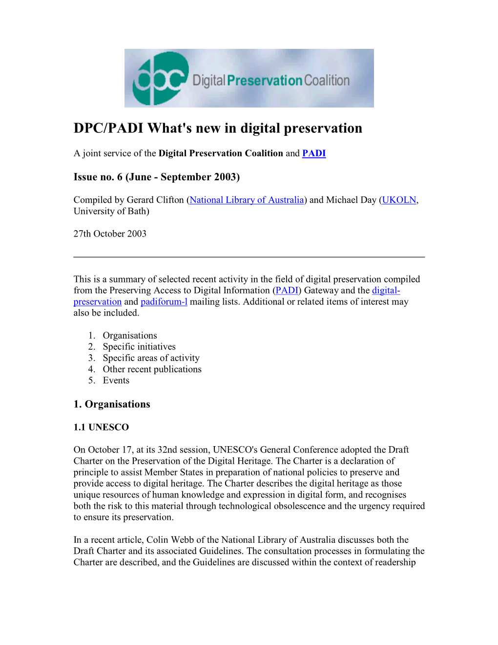 DPC/PADI What's New in Digital Preservation