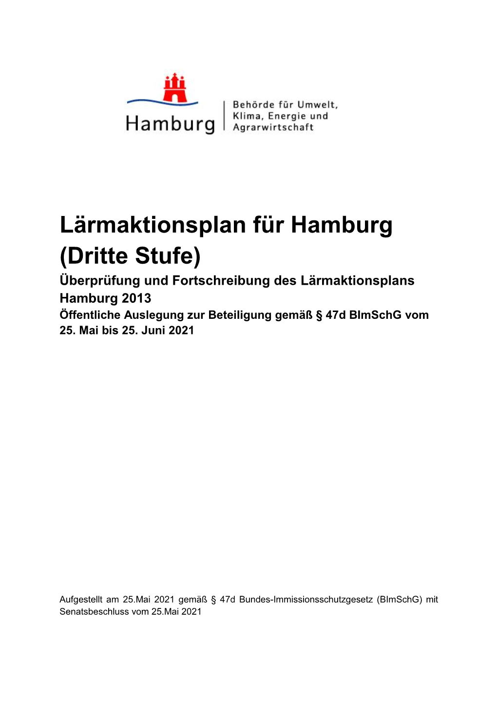 Lärmaktionsplan Für Hamburg (Dritte Stufe)