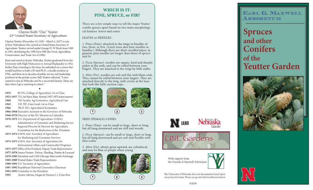 "Spruces and Other Conifers of the Yeutter Garden" Brochure