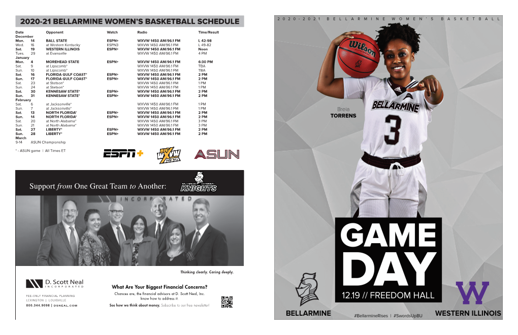 2020-21 Bellarmine Women's Basketball Schedule