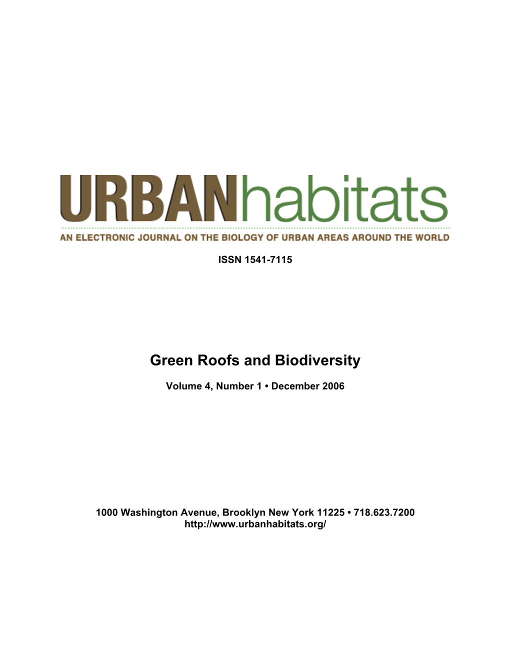 Green Roofs and Biodiversity