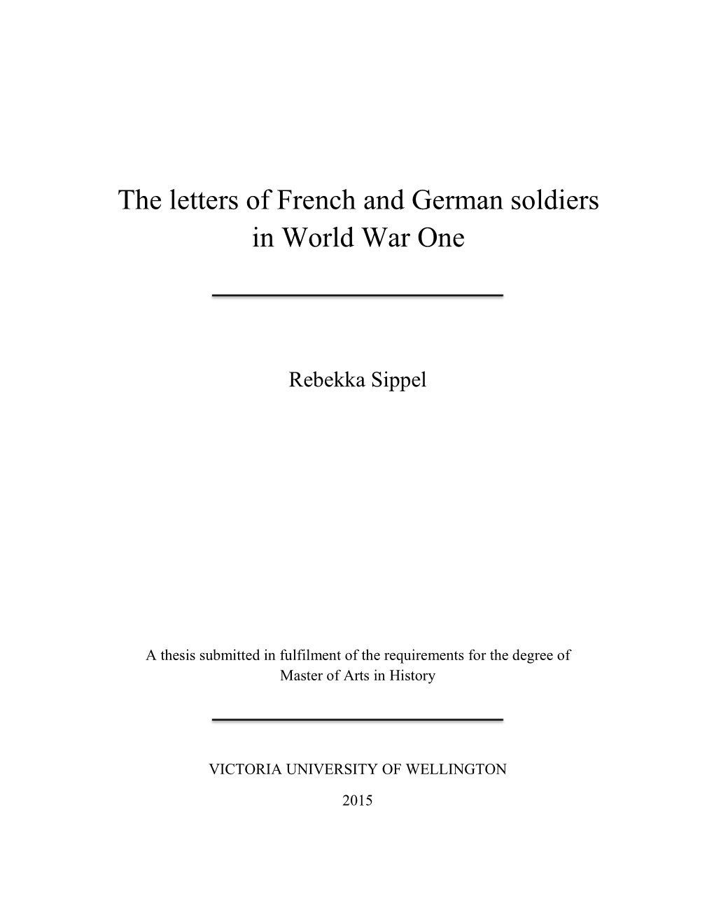 The Letters of French and German Soldiers in World War One