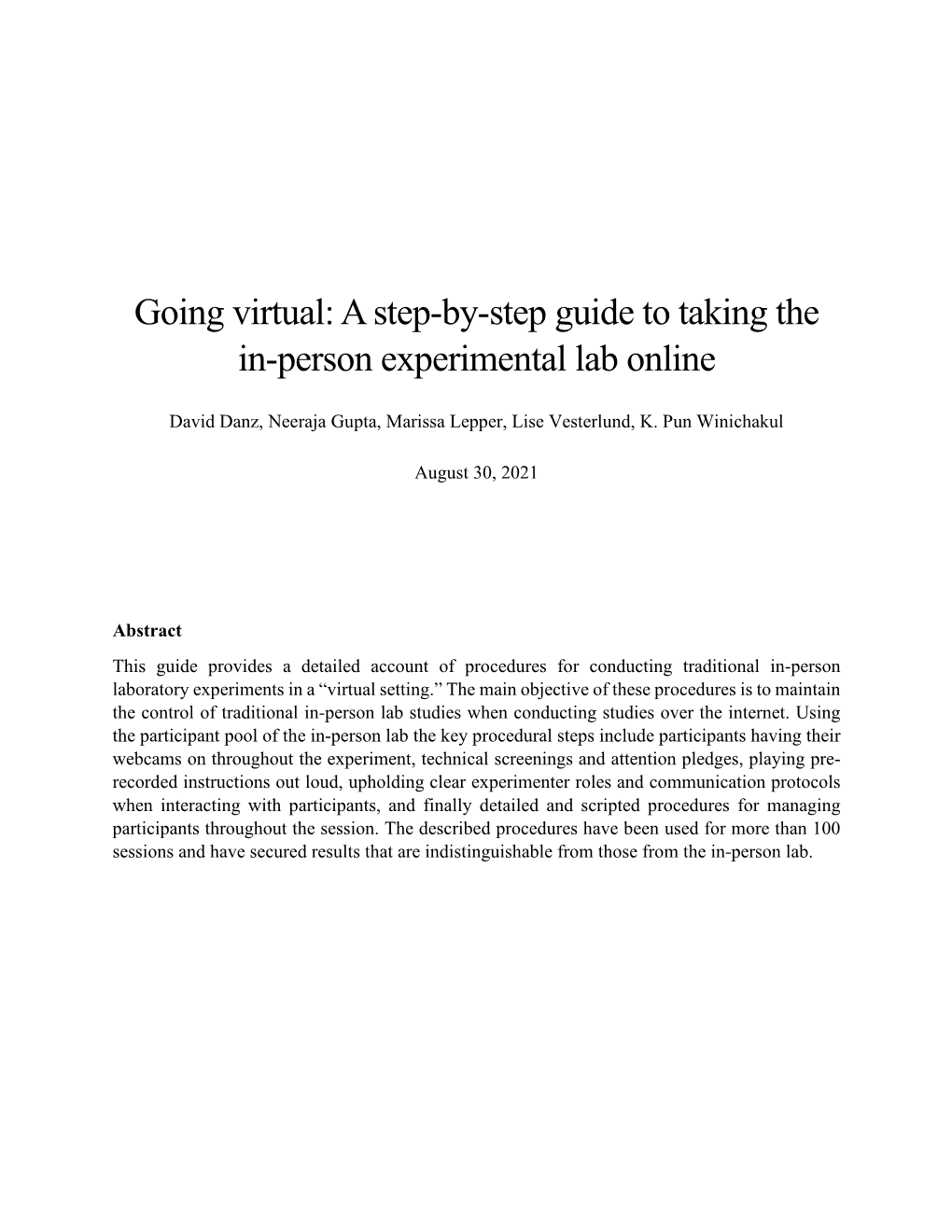 Going Virtual: a Step-By-Step Guide to Taking the In-Person Experimental Lab Online