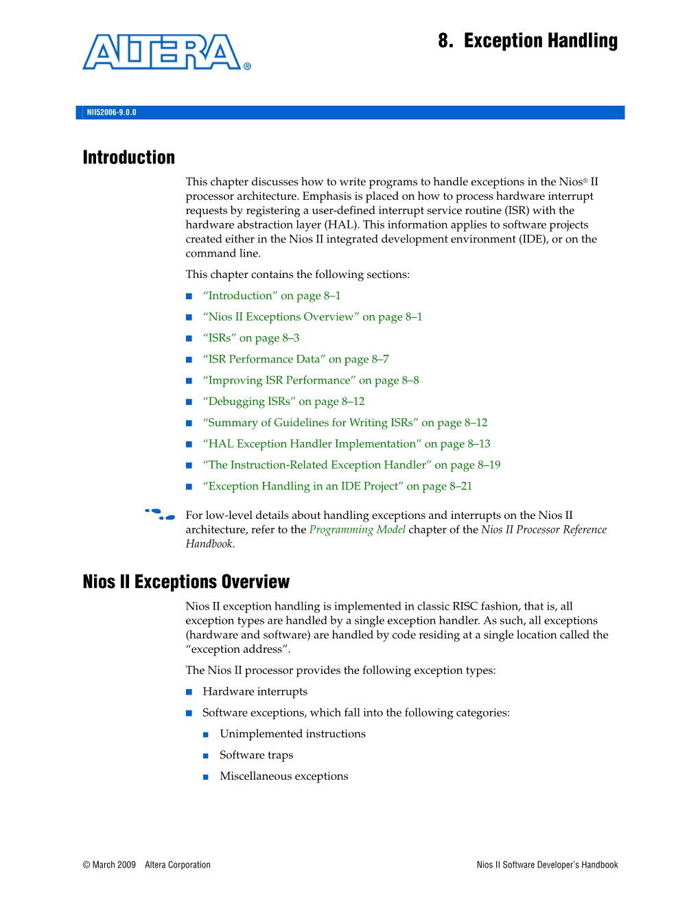 Nios II Exception Handling Using HAL