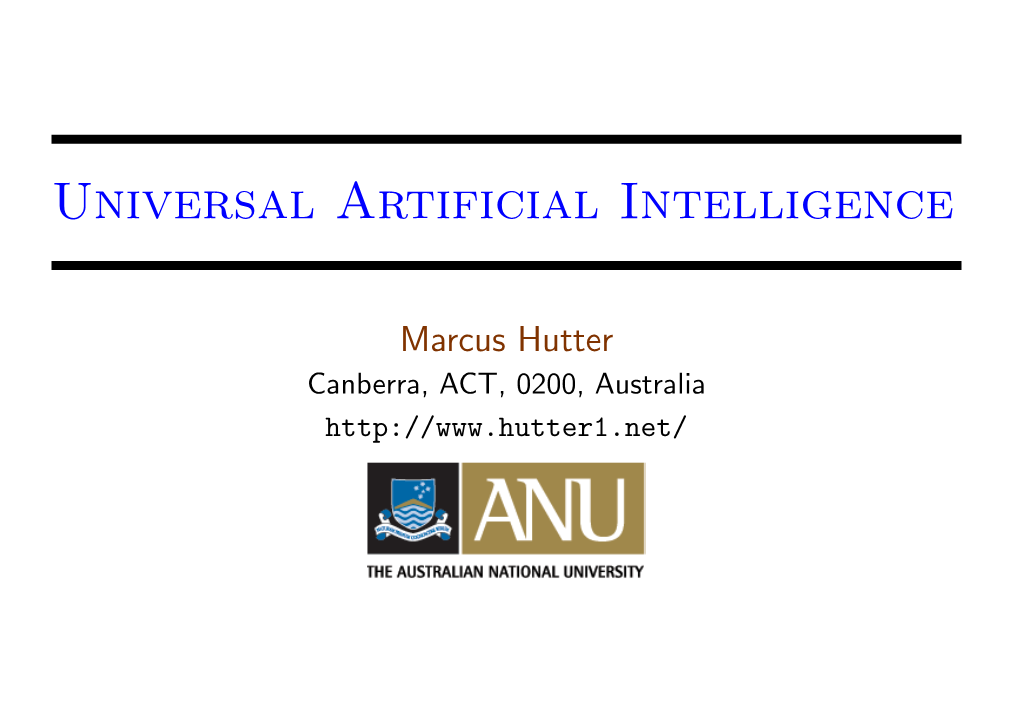 Universal Artificial Intelligence