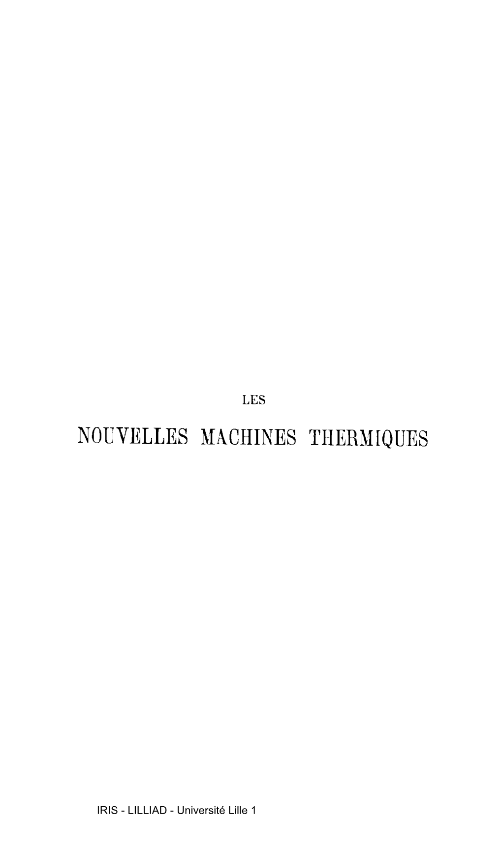 Nouvelles Machines Thermiques