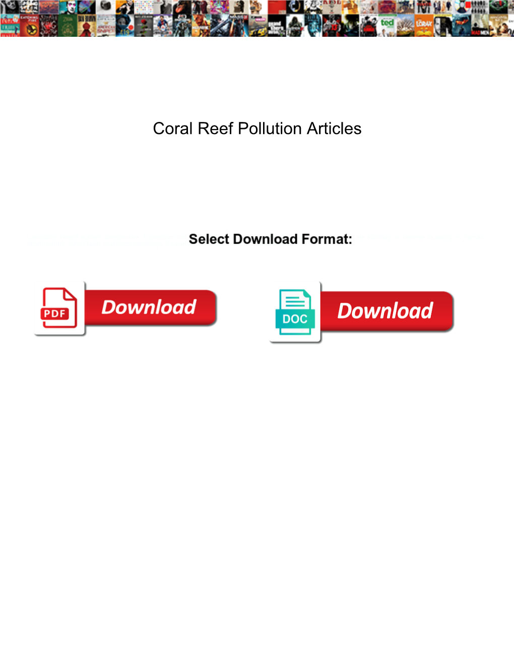 Coral Reef Pollution Articles