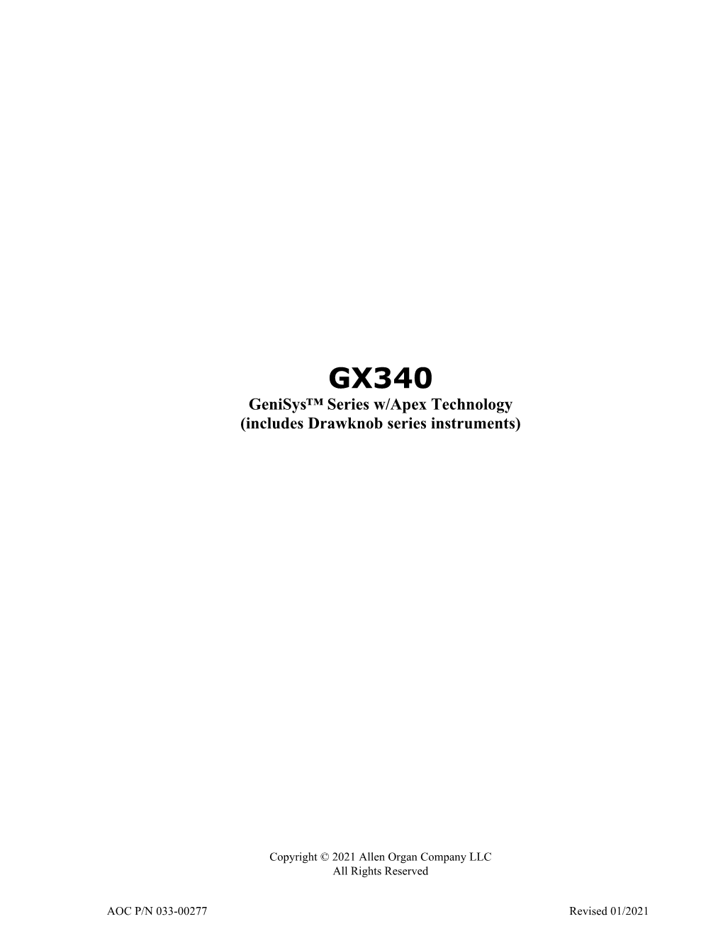 Genisys GX340 Owner's Manual