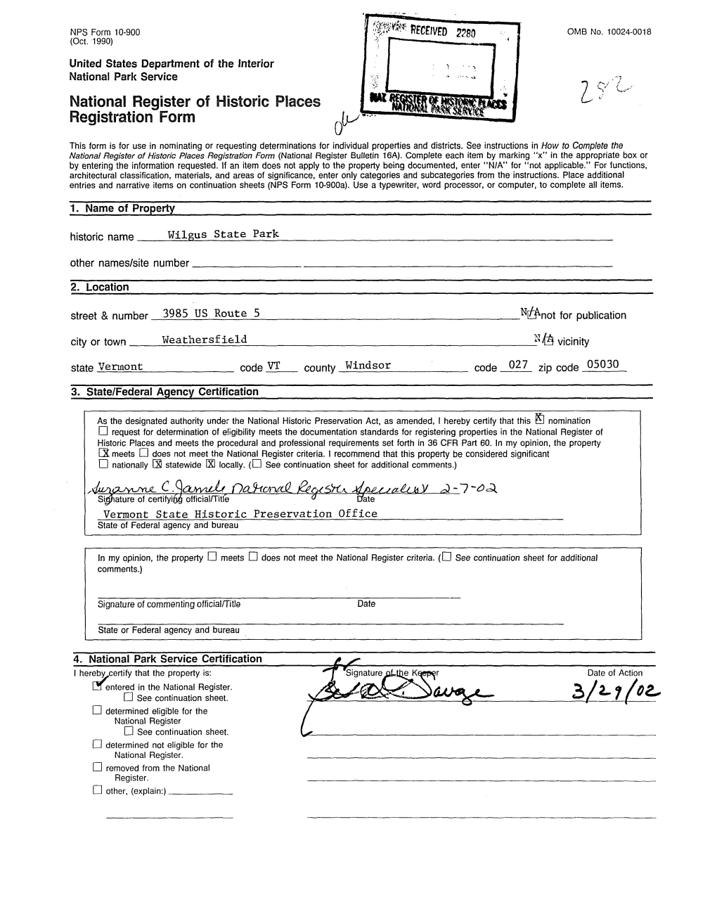 National Register of Historic Registration Form