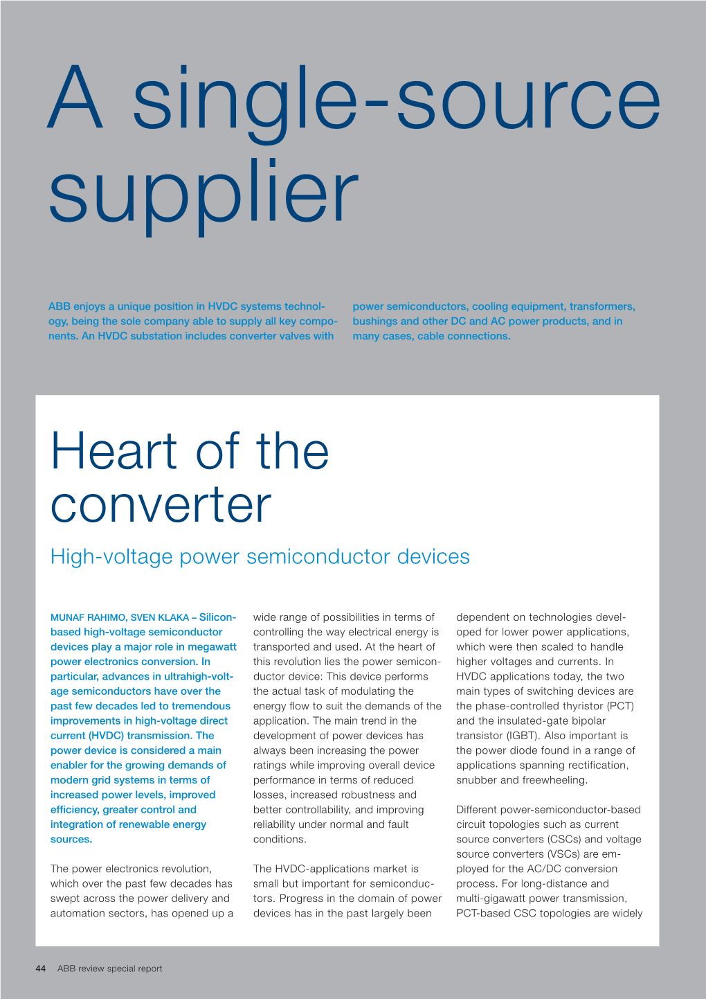 Heart of the Converter High-Voltage Power Semiconductor Devices