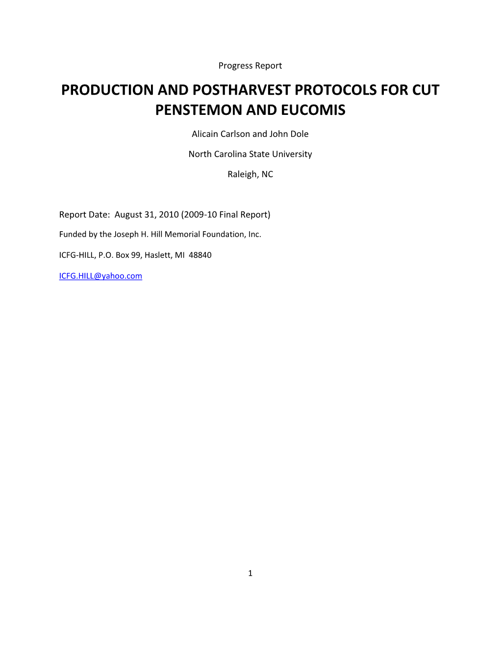 Production and Postharvest Protocols for Cut Penstemon and Eucomis