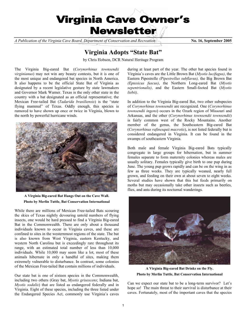 Virginia Cave Owner's Newsletter