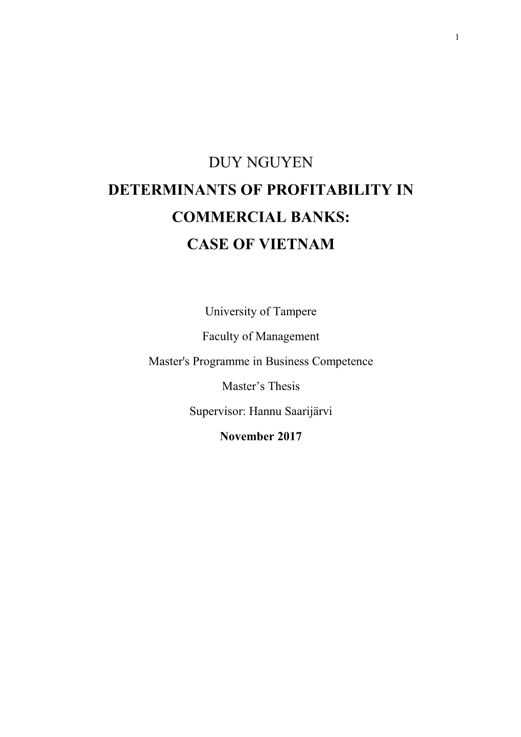 Duy Nguyen Determinants of Profitability in Commercial Banks