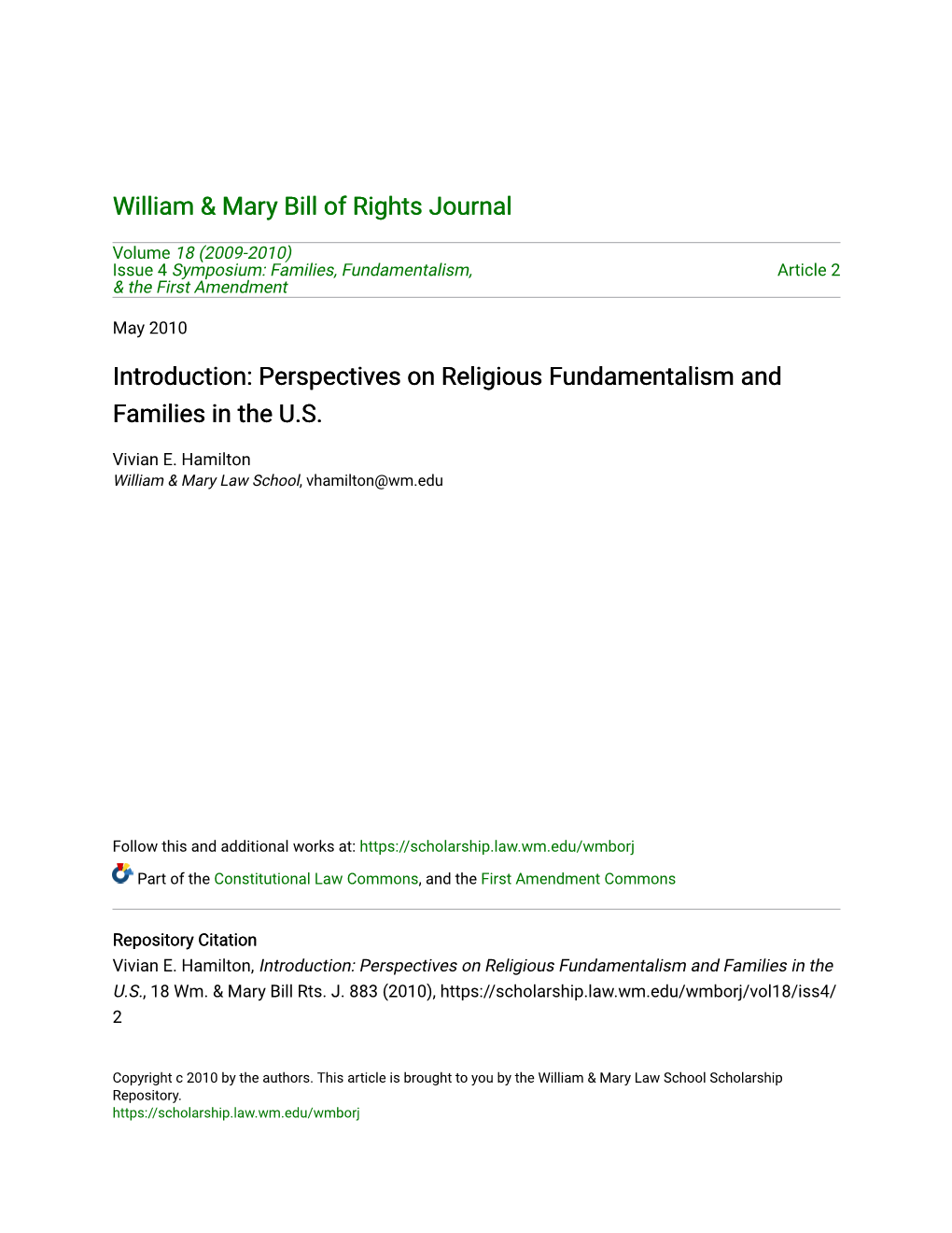 Perspectives on Religious Fundamentalism and Families in the U.S