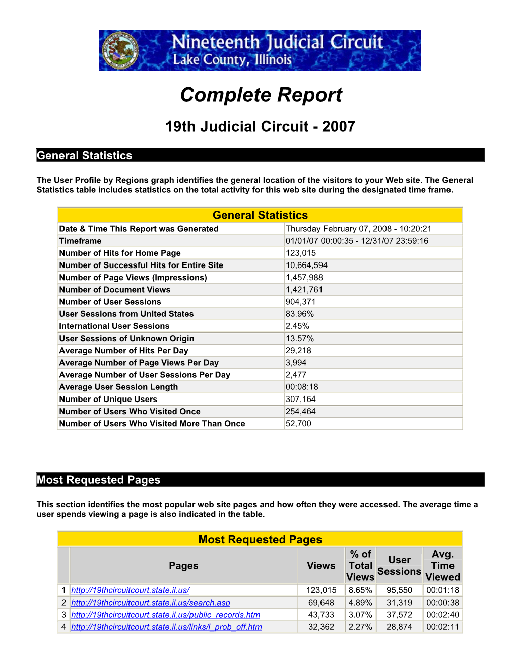 Complete Report 19Th Judicial Circuit - 2007