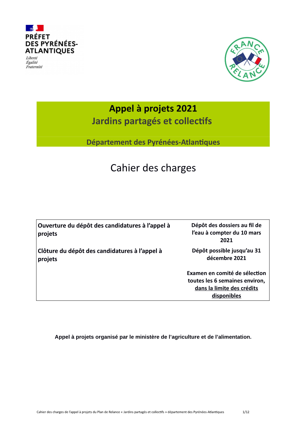 Cahier Des Charges AAP Jardins Partagés Pyrénées-Atlantiques.Pdf