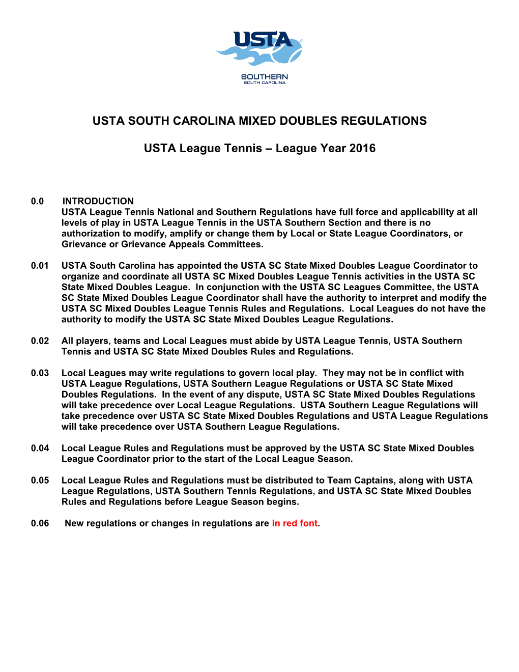 Usta South Carolina Mixed Doubles Regulations