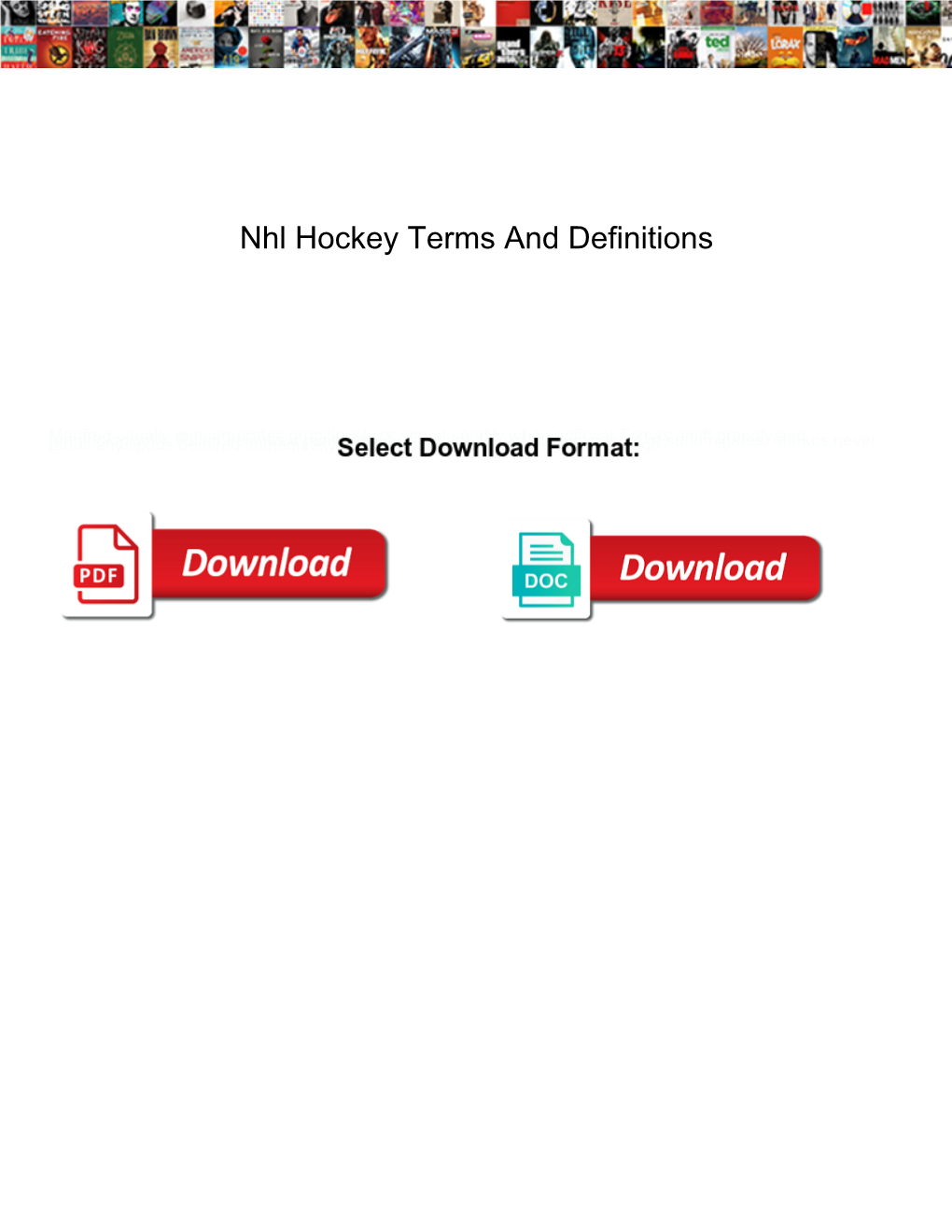 Nhl Hockey Terms and Definitions