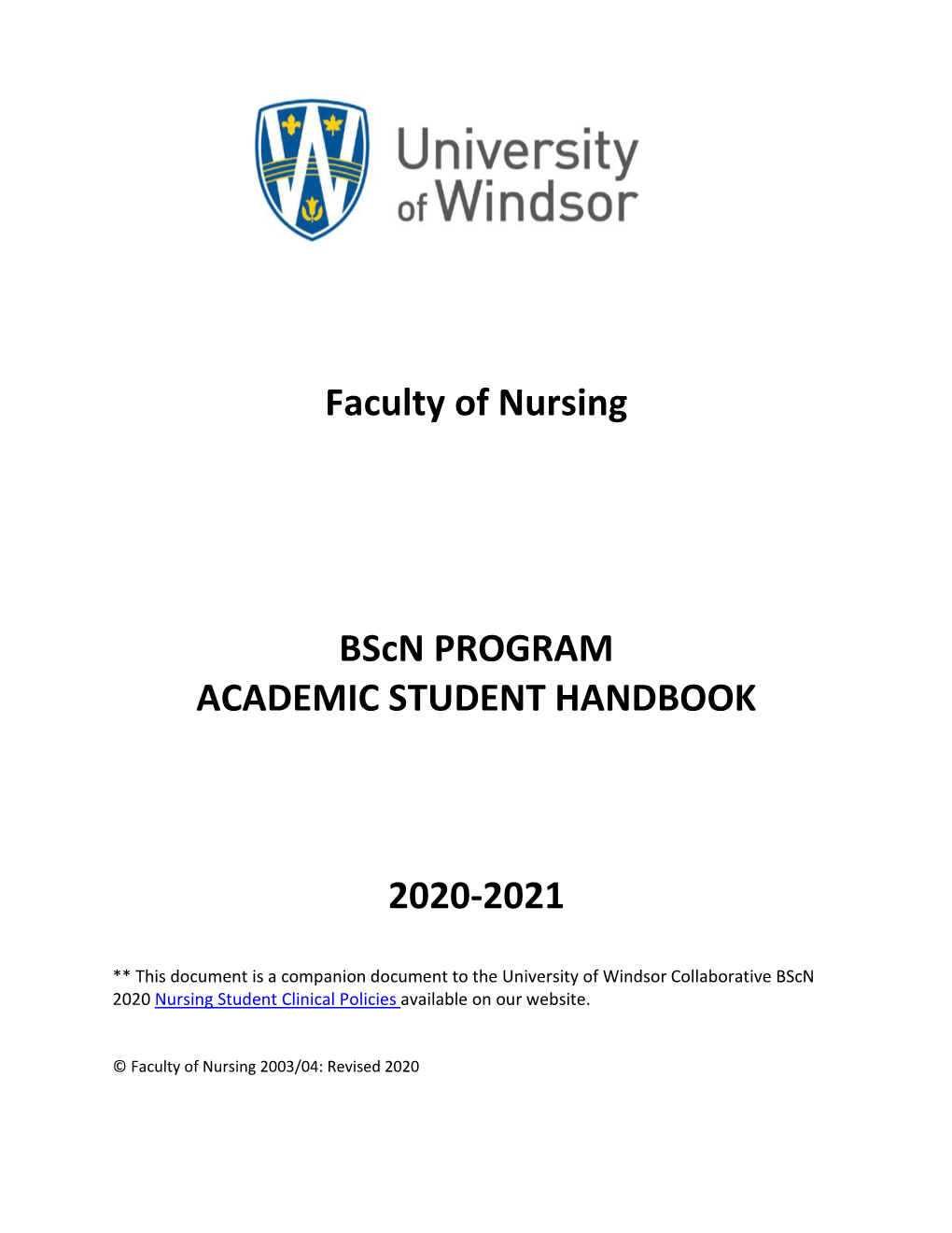 Faculty of Nursing Bscn PROGRAM ACADEMIC STUDENT