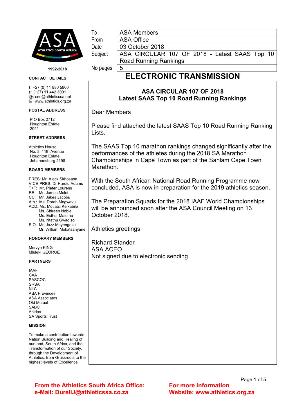 Electronic Transmission