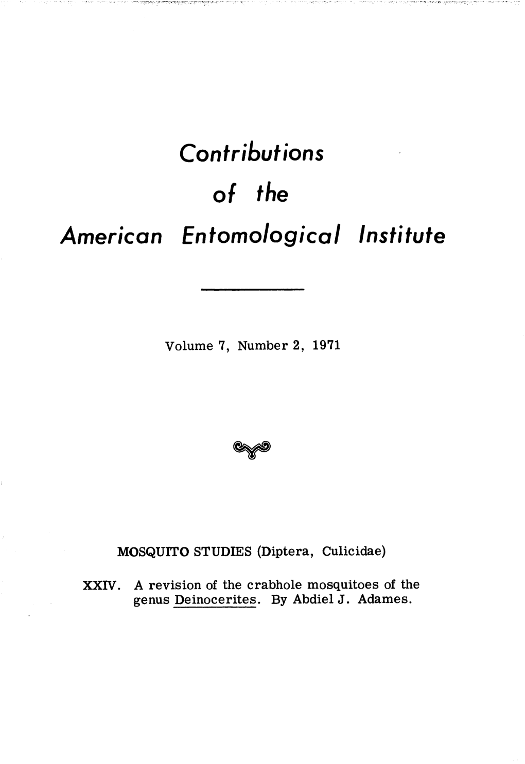 Mosquito Studies. a Revision of the Crabhole Mosquites of the Genus