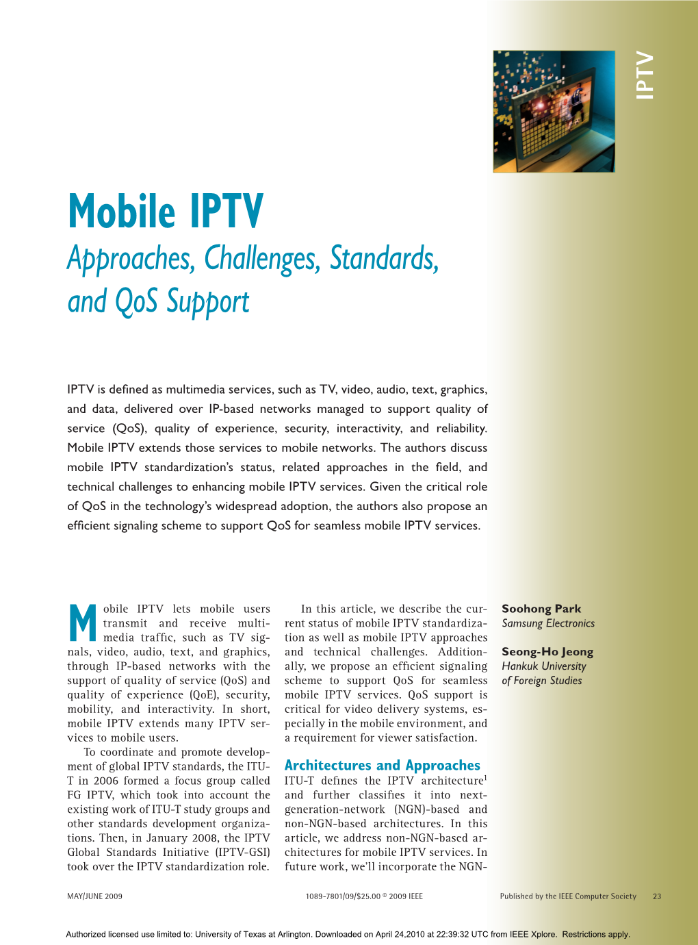 Mobile IPTV Architecture