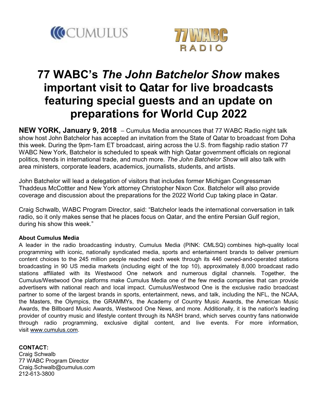 77 WABC's the John Batchelor Show Makes Important