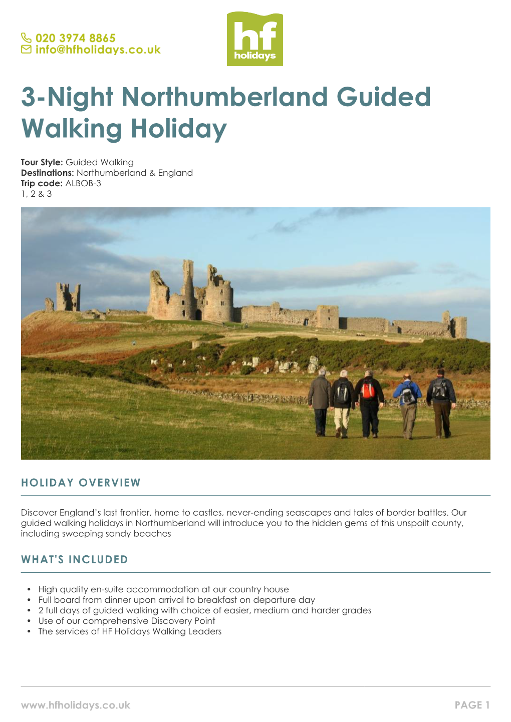 3-Night Northumberland Guided Walking Holiday