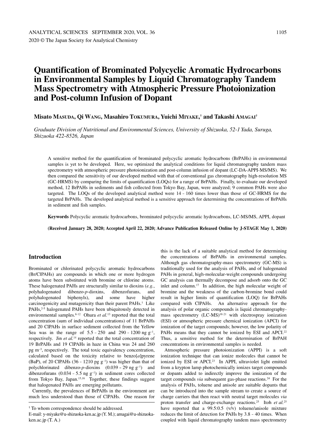 Quantification of Brominated Polycyclic Aromatic Hydrocarbons in Environmental Samples by Liquid Chromatography Tandem Mass Spec