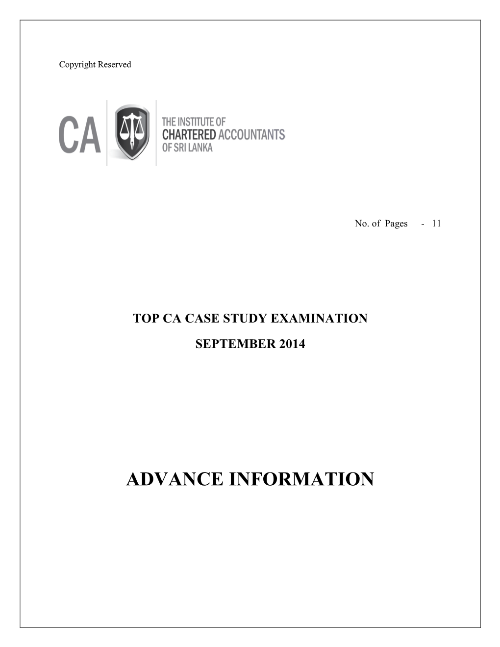 Advance Information – Top CA Case Study
