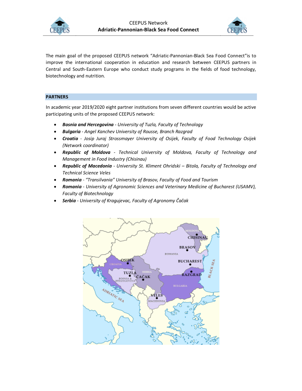 CEEPUS Network Adriatic-Pannonian-Black Sea Food Connect