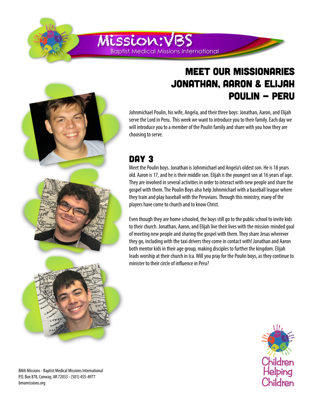 Meet Our Missionaries Jonathan, Aaron & Elijah Poulin