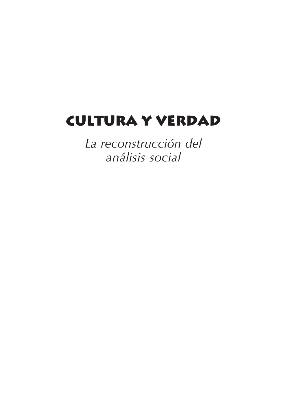 Cultura Y Verdad