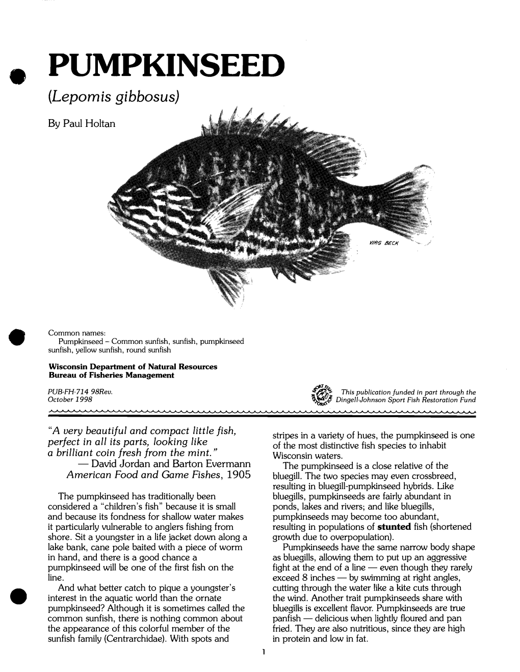 PUMPKINSEED (Lepomis Gibbosus)