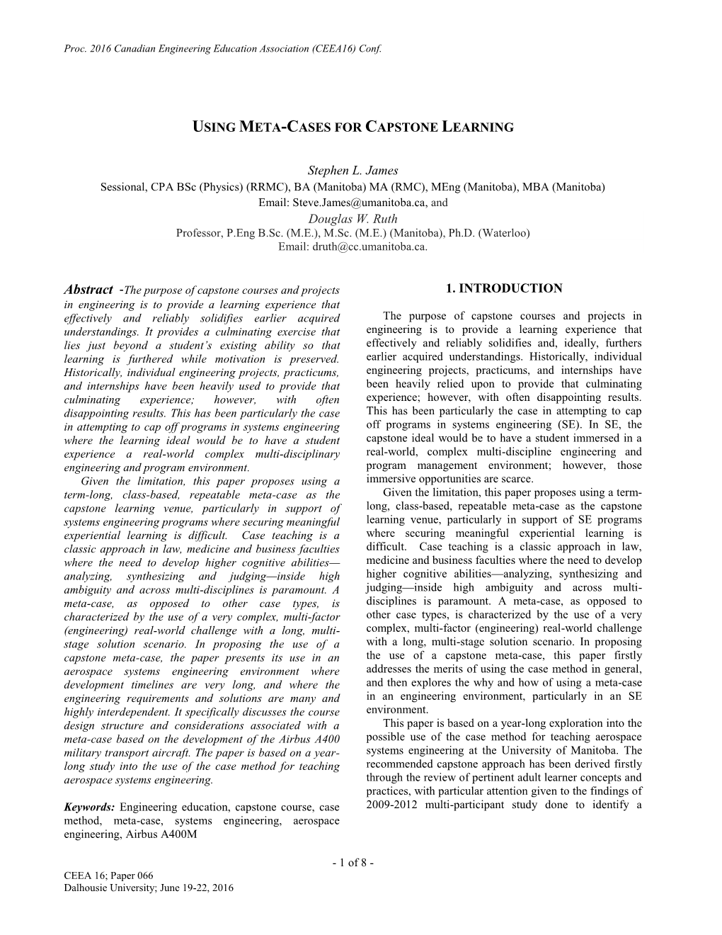 Using Meta-Cases for Capstone Learning