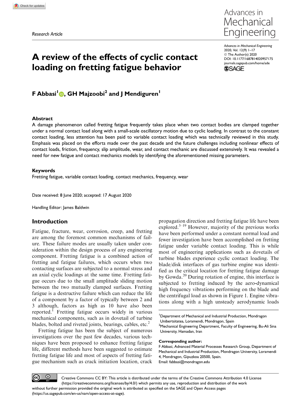 A Review of the Effects of Cyclic Contact Loading on Fretting Fatigue Behavior
