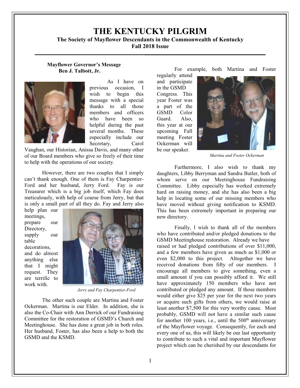 Mayflower Society Annual Fall Luncheon