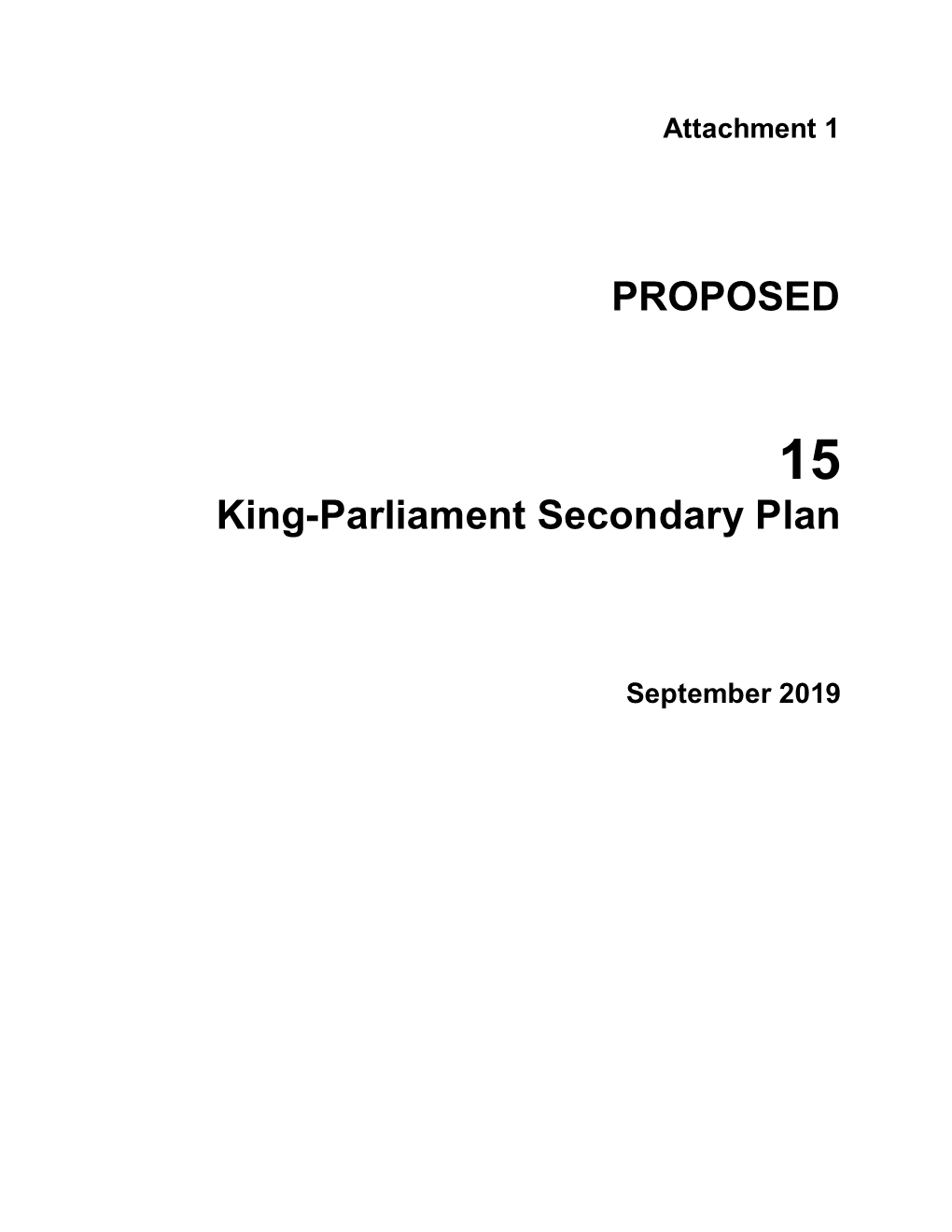 Proposed King-Parliament Secondary Plan – September 2019