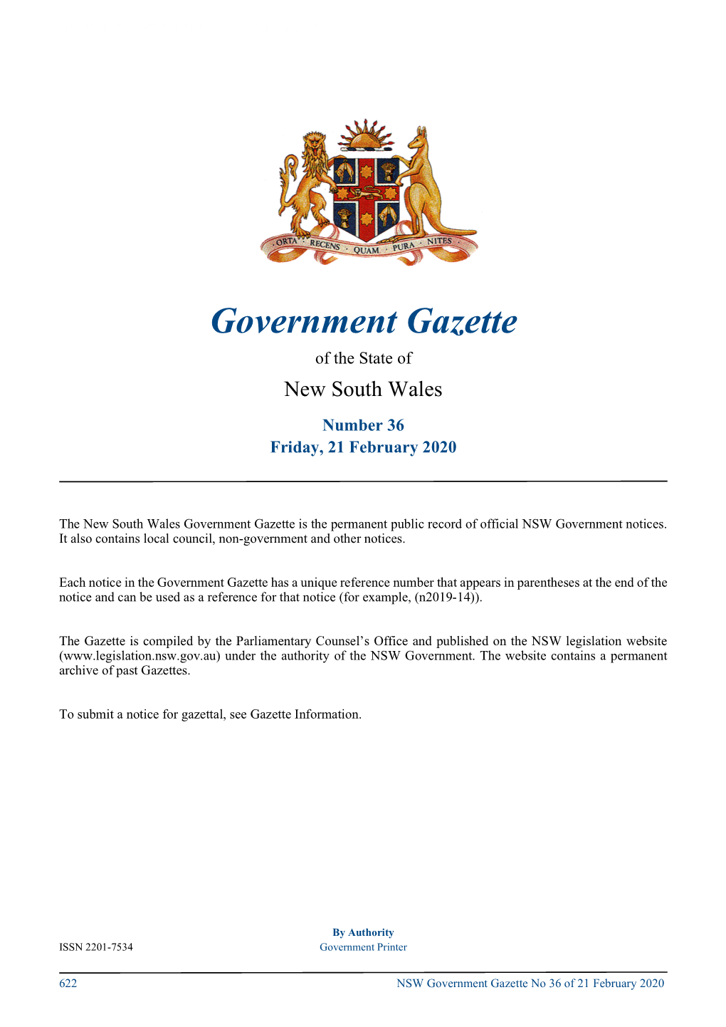 GOVERNMENT GAZETTE – 21 February 2020