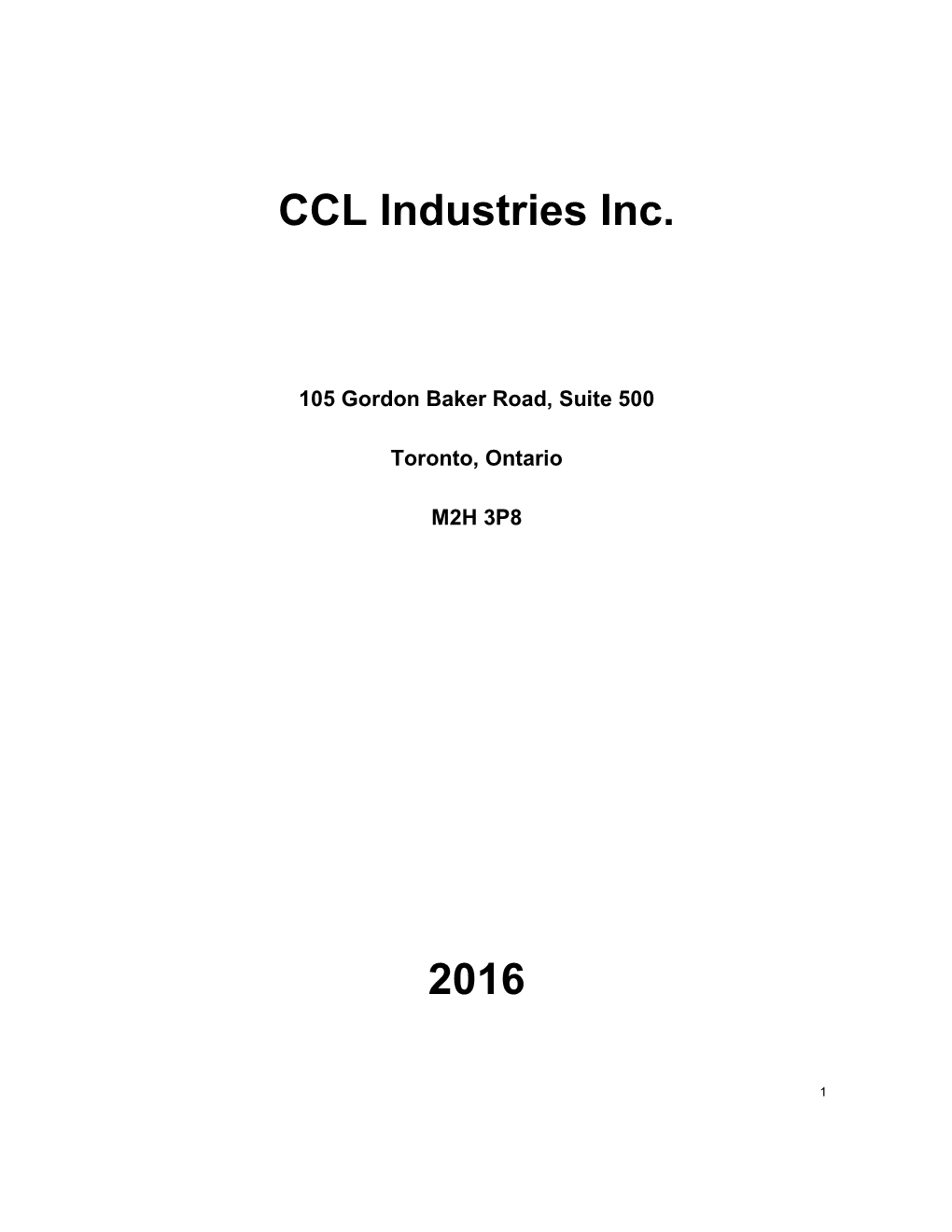 CCL Industries Inc. 2016