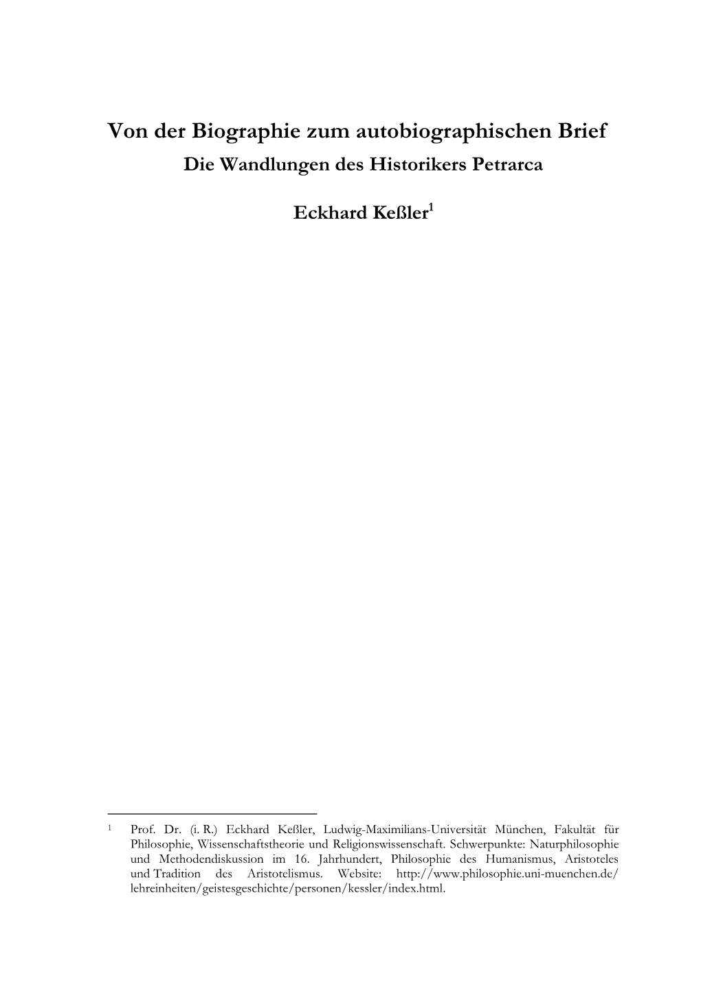 Von Der Biographie Zum Autobiographischen Brief. Die