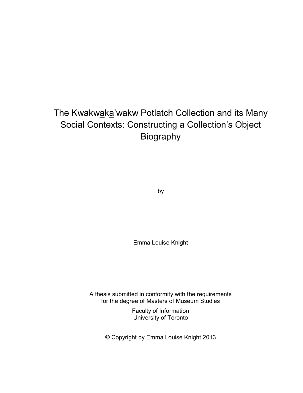 Constructing a Collection's Object Biography