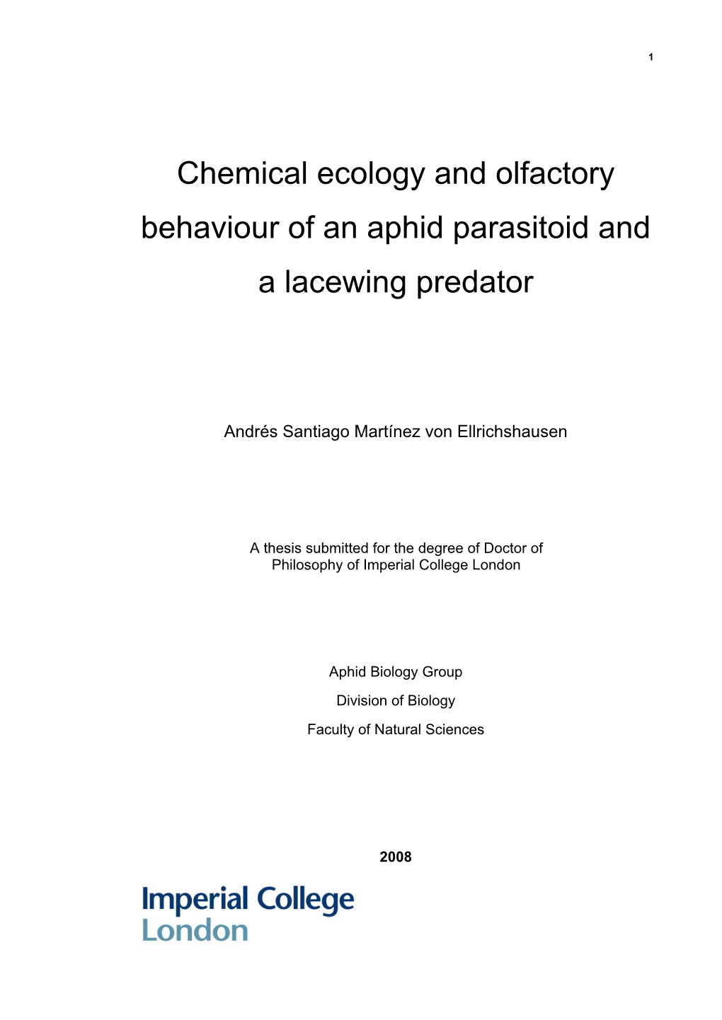 Chemical Ecology of Aphid Predators and Parasitoids