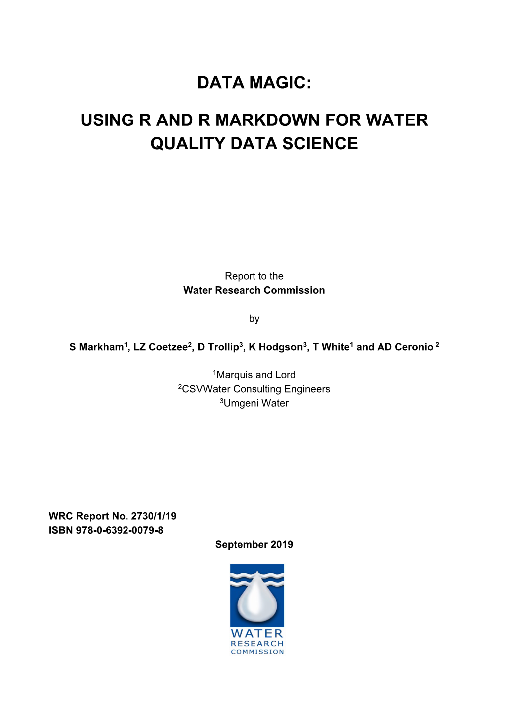 Using R and R Markdown for Water Quality Data Science