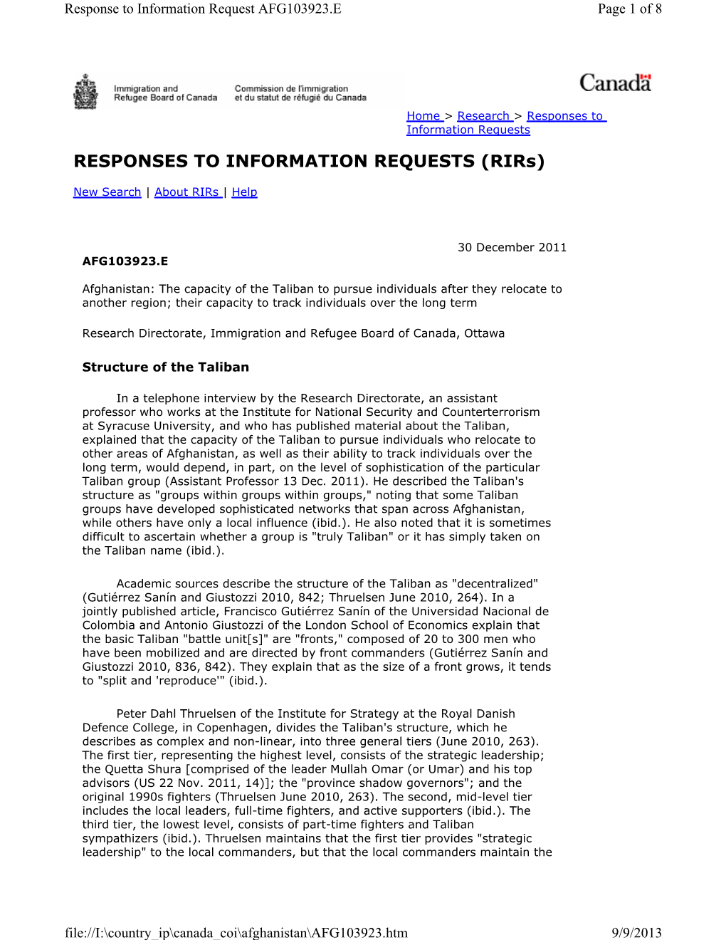 Afghanistan: the Capacity of the Taliban to Pursue Individuals After They Relocate to Another Region; Their Capacity to Track Individuals Over the Long Term