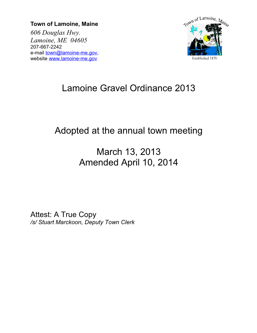 Lamoine Gravel Ordinance