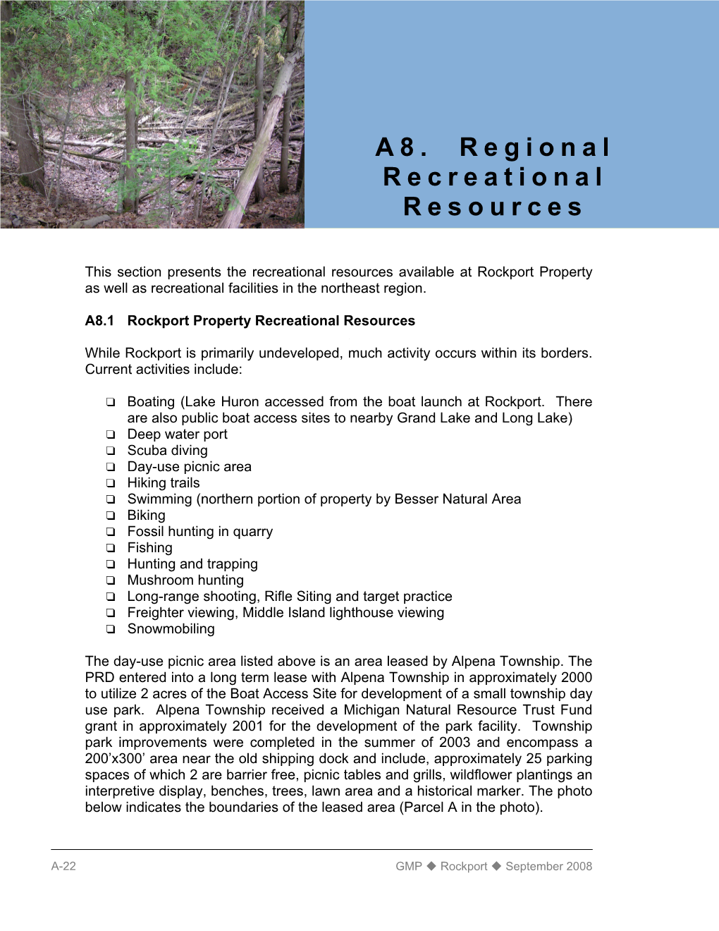 A8. Regional Recreational Resources